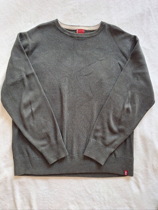 Levi's Other - Levi's Men's 100% Cotton Crewneck Sweater Dark Forest Green Ribbed Trim Size XL